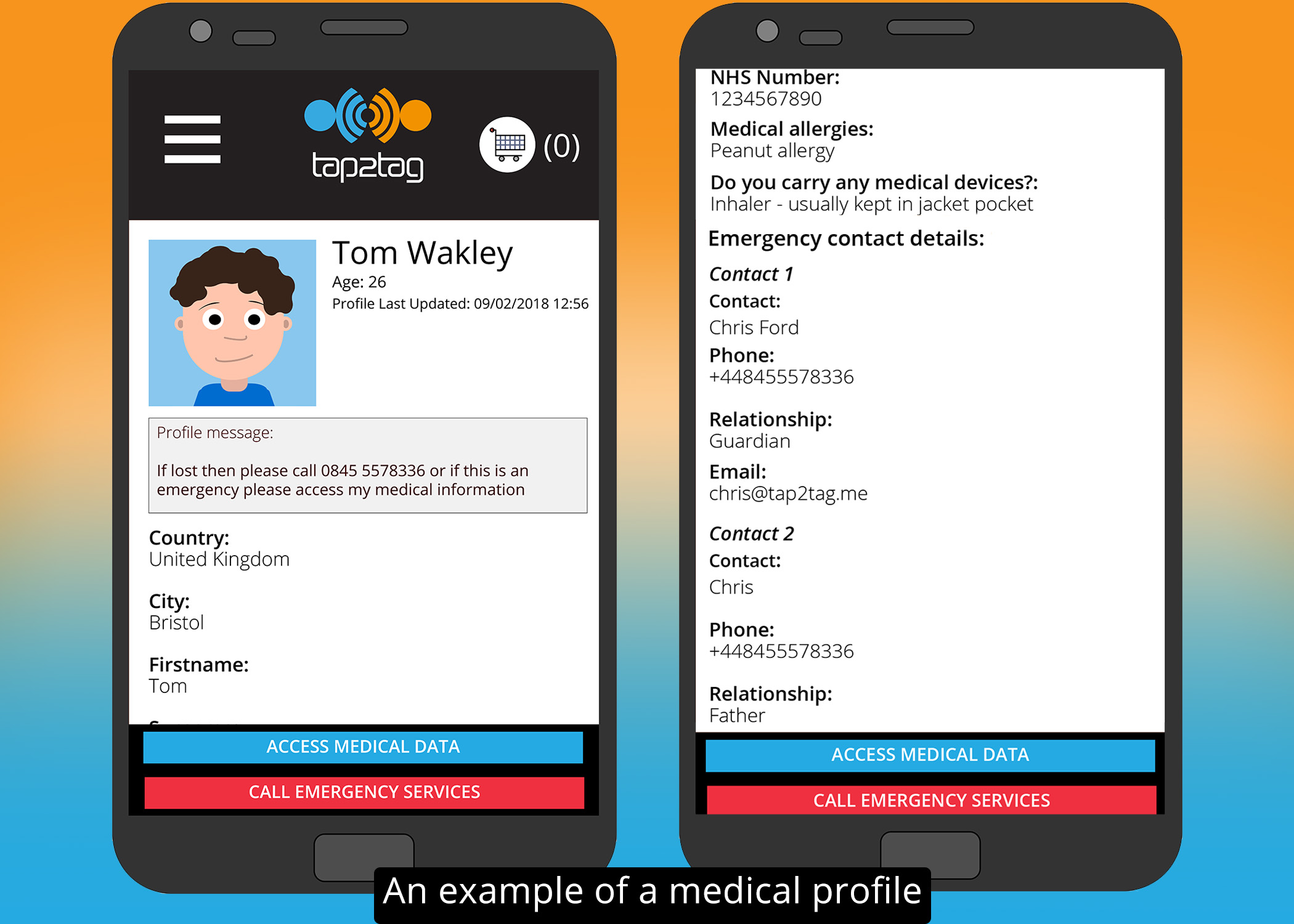 An example of what your medical profile may look like