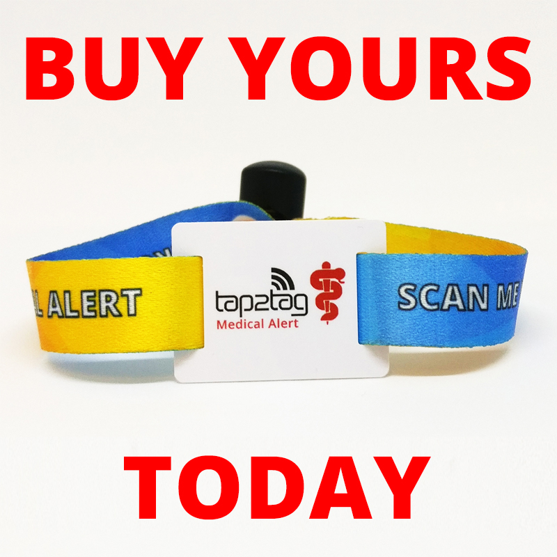 Tap2Tag Fabric wristband for diabetes