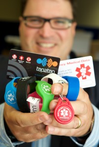 Chris showing us the range of Tap2Tag devices